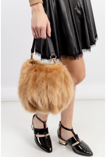 Oval faux fur bag